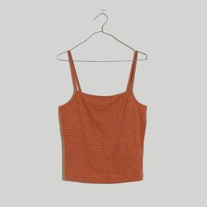 MADEWELL Knit Textured Square-Neck Crop Tank Top / EARTHEN RED